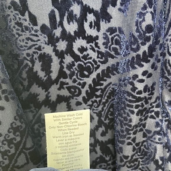 Venus Blue Burnout Velvet Embellished Long Sleeve Dress - Picture 7 of 7